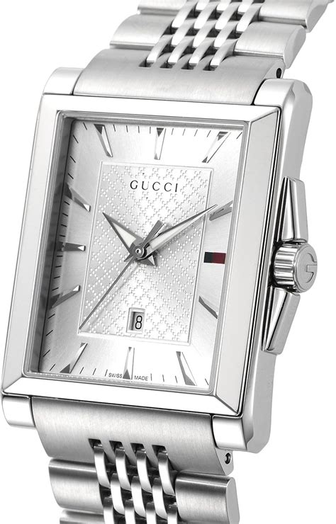 Vendesi Gucci Watch Rectangle Silver Dial Date YA138403 Mens 